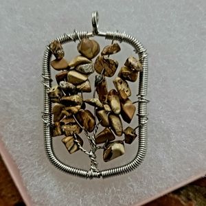 ARTESAN ORIGINAL DESIGN JASPERXWIRE WRAP TREE OF LIFE PENDANT